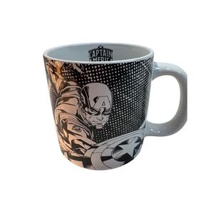 Marvel Captain America Comic Art Ceramic Coffee Mug Black White Bioworld